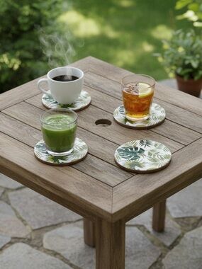 Tropical Leaf wooden coaster